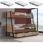 Setay Alba Yavrulu Geniş Ranza, Kahverengi + 3 Adet Comfort Yatak