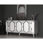 Demonte Dekor Yumedi Modern Konsol Beyaz-Gümüş - Görsel 2