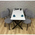 Bambeds Mobilya Masa Takımı, Yemek Masası, Mutfak Masası, Balkon Masası - 60X120 Beyaz 4 Sandalye - Görsel 2