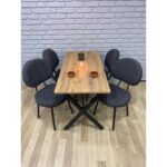 Bambeds Mobilya Masa Takımı, Yemek Masası, Mutfak Masası, Balkon Masası - 60X120 Çam 4 Sandalye