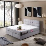 Setay Berlin İkili Set Çift Kişilik Baza Başlık - Açık Gri