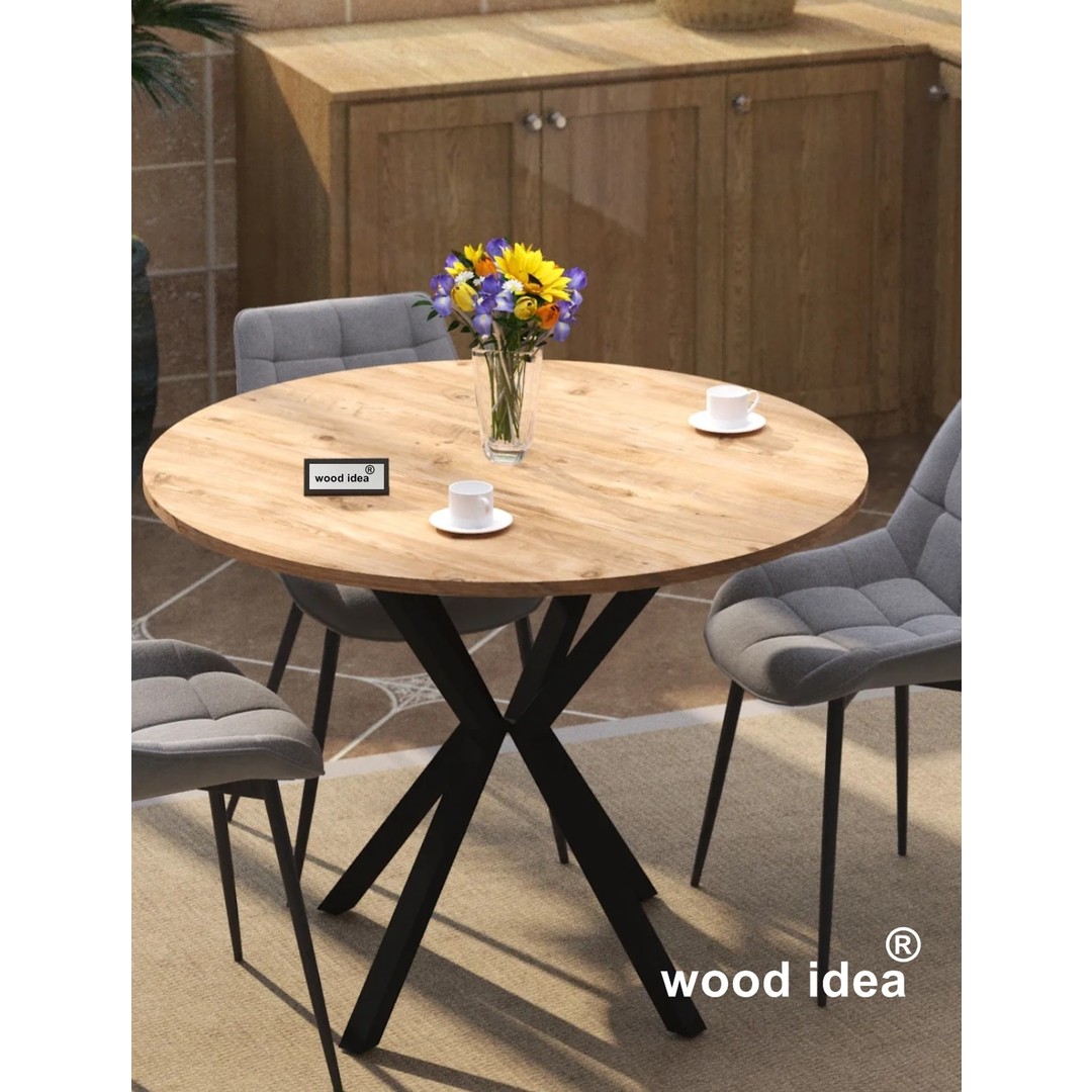 110000721638956.jpg Wood Idea Ahtapot Ayaklı Yuvarlak Masa 90 x 90 cm - Görsel 1