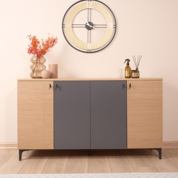 Just Home Alina 4 Kapaklı Konsol - Sepet  Antrasit  Yunus - 140 cm