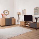 Just Home Alina 4 Kapaklı Konsol - Sepet  Antrasit  Yunus - 140 cm - Görsel 3