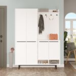 L'occi Concept Living Portmanto Vestiyer Ayakkabılık Metal Ayaklı Beyaz Lg1-W