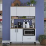 Rani JE175 Çok Amaçlı Dolap Çekmeceli 6 Kapaklı Kiler Mutfak Dolabı  Sepet Ceviz - Beyaz - Görsel 4