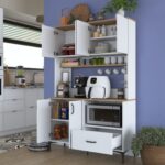 Rani JE175 Çok Amaçlı Dolap Çekmeceli 6 Kapaklı Kiler Mutfak Dolabı  Sepet Ceviz - Beyaz - Görsel 5