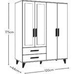 Metalia Gm 070-B Novado Siyah Kulplu Ayaklı Aynalı Gardırop - Görsel 5