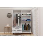 Metalia Gm 070-B Novado Siyah Kulplu Ayaklı Aynalı Gardırop - Görsel 2