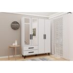 Metalia Gm 070-B Novado Siyah Kulplu Ayaklı Aynalı Gardırop - Görsel 3