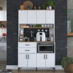 Rani JE179 Çok Amaçlı Dolap 8 Kapaklı 2 Çekmeceli Kiler Mutfak Dolabı  Beyaz - Sepet Ceviz