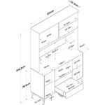 Rani JE168 Çok Amaçlı Dolap 6 Kapaklı 2 Çekmeceli Kiler Mutfak Dolabı Beyaz - Sepet Ceviz - Görsel 2