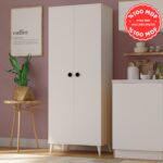 İmbaş 2 Kapaklı 5 Raflı Mega Çok Amaçlı Mutfak Dolabı Banyo Dolabı Beyaz %100 Mdf - Görsel 2