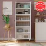 İmbaş 2 Kapaklı 5 Raflı Mega Çok Amaçlı Mutfak Dolabı Banyo Dolabı Beyaz %100 Mdf - Görsel 4