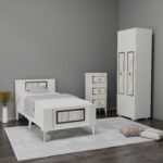 Demonte Dekor Norra Çocuk Genç Odası Takımı (B-H-L) Beyaz-Altın