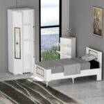 Demonte Dekor Norra Çocuk Genç Odası Takımı (B-H-L) Beyaz-Altın - Görsel 4