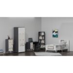 Demonte Dekor Norra Çocuk Genç Odası Takımı (H-B-L-P-R) Antrasit-Beyaz-Altın