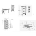 Demonte Dekor Norra Çocuk Genç Odası Takımı (H-B-L-P-R) Antrasit-Beyaz-Altın - Görsel 5