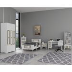 Demonte Dekor Norra Çocuk Genç Odası Takımı  (H-G-C-L-P-R) Beyaz-Altın