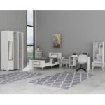 Demonte Dekor Norra Çocuk Genç Odası Takımı  (H-G-C-L-P-R) Beyaz-Altın - Görsel 2