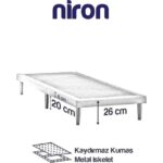 Niron Yatak Niron Slim Karyola - 90X190 Tek Kişilik Baza - Metal Iskeletli, Yüksek Ayaklı ve Keten Kumaşlı - Görsel 3