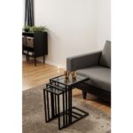 Dekopratik Ibiza Üçlü C Zigon Sehpa Takımı Koltuk Sehpası Metal Yan Sehpa Füme Camlı - Görsel 2