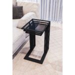 Dekopratik Ibiza Üçlü C Zigon Sehpa Takımı Koltuk Sehpası Metal Yan Sehpa Füme Camlı - Görsel 5