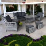 Monalin Home Garden I Elite 7 Kişilik Oturma Takımı (Gri) I Rattan El Örgüsü Bahçe Mobilyası - Görsel 2