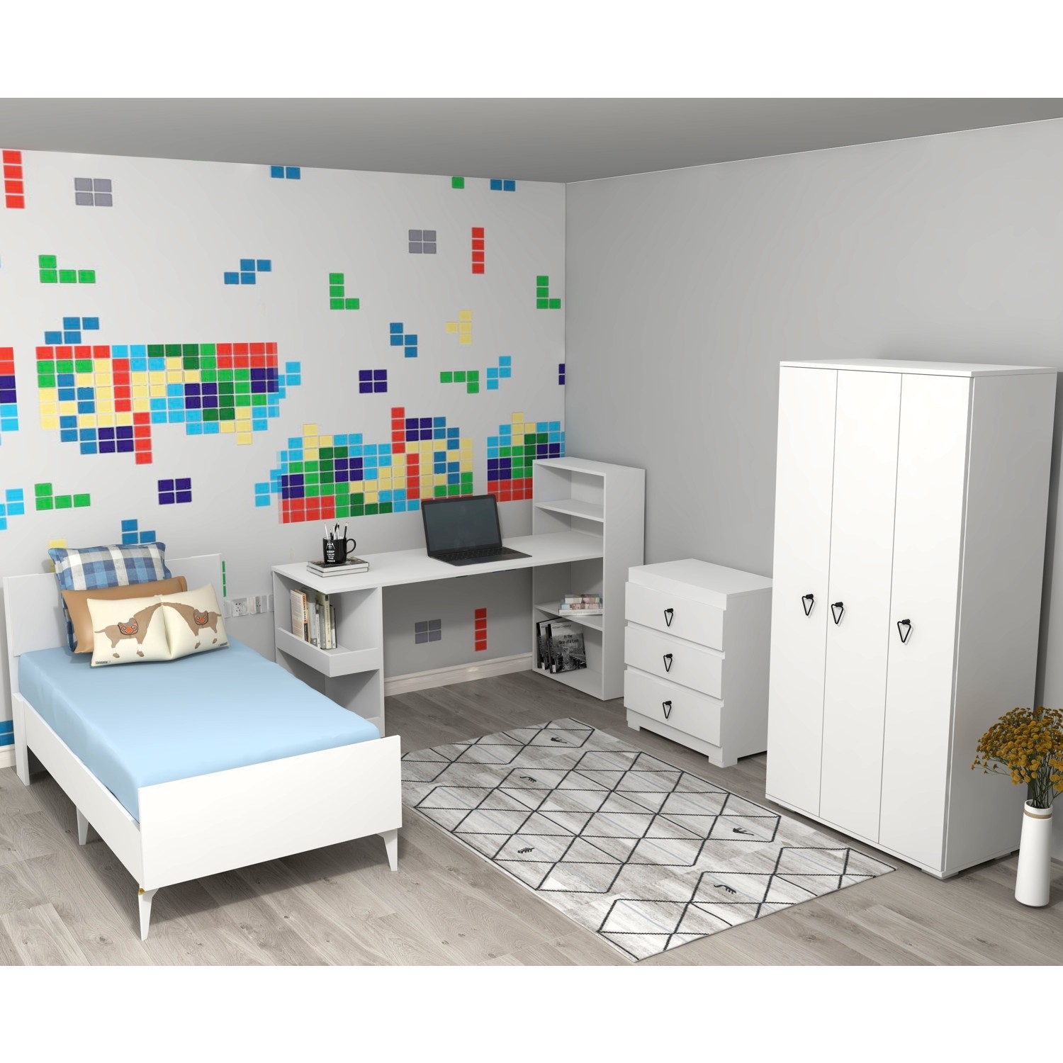 110000752116251.jpg Nirvana Çocuk Genç Odası (C-L-S-P) Beyaz-Beyaz - Görsel 1