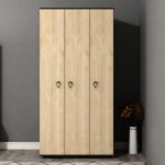 Nirvana (C) 3 Kapaklı Gardırop Elbise Dolabı ve Çok Amaçlı Dolap Antrasit-Safirmeşe