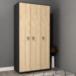 Nirvana (C) 3 Kapaklı Gardırop Elbise Dolabı ve Çok Amaçlı Dolap Antrasit-Safirmeşe - Görsel 2