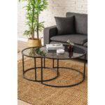 Dekopratik Tokyo Orta Sehpa 80 cm Yuvarlak Füme Kırılmaz Cam 2 li Sehpa Takımı - Görsel 2