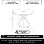 Canisa Mos Serisi 90X90 Lak Panel Beyaz Mermer Desen Krom Kaplama Ayaklı Mutfak Masası - Görsel 2