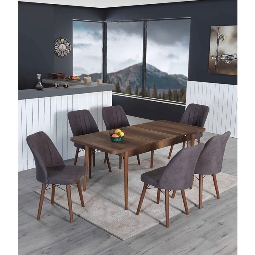 110000761444588.jpg Yonga concept Açılabilir Mutfak Masası Takımı (6 Sandalyeli) - Görsel 1