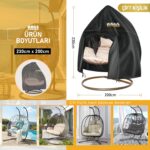 Haegs Bahçe Salıncağı Örtüsü, Rattan Salıncak Hamak Koltuk Koruma Kılıfı - Çift Kişilik, 230X200CM - Görsel 2