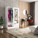 Tumblera Berceste Beyaz 2 Sürgü Kapaklı Aynalı 8 Bölmeli Dolap Gardırop - Görsel 2