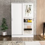 Tumblera Berceste Beyaz 2 Sürgü Kapaklı Aynalı 8 Bölmeli Dolap Gardırop - Görsel 3