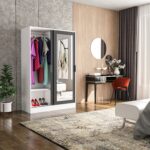 Tumblera Berceste Antrasit Beyaz 2 Sürgü Kapaklı Aynalı 8 Bölmeli Dolap Gardırop - Görsel 3