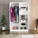 Tumblera Berceste Antrasit Beyaz 2 Sürgü Kapaklı Aynalı 8 Bölmeli Dolap Gardırop - Görsel 4