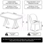 Zae Serisi 90X168 Lak Panel Antrasit Ironi gümüş Ayak Masa Takımı 6 Sandalye - Görsel 5