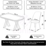 Lai Serisi 90X168 Lak Panel Beyaz Mermer Desen Gold Ayak Masa Takımı 6 Sandalye - Görsel 5