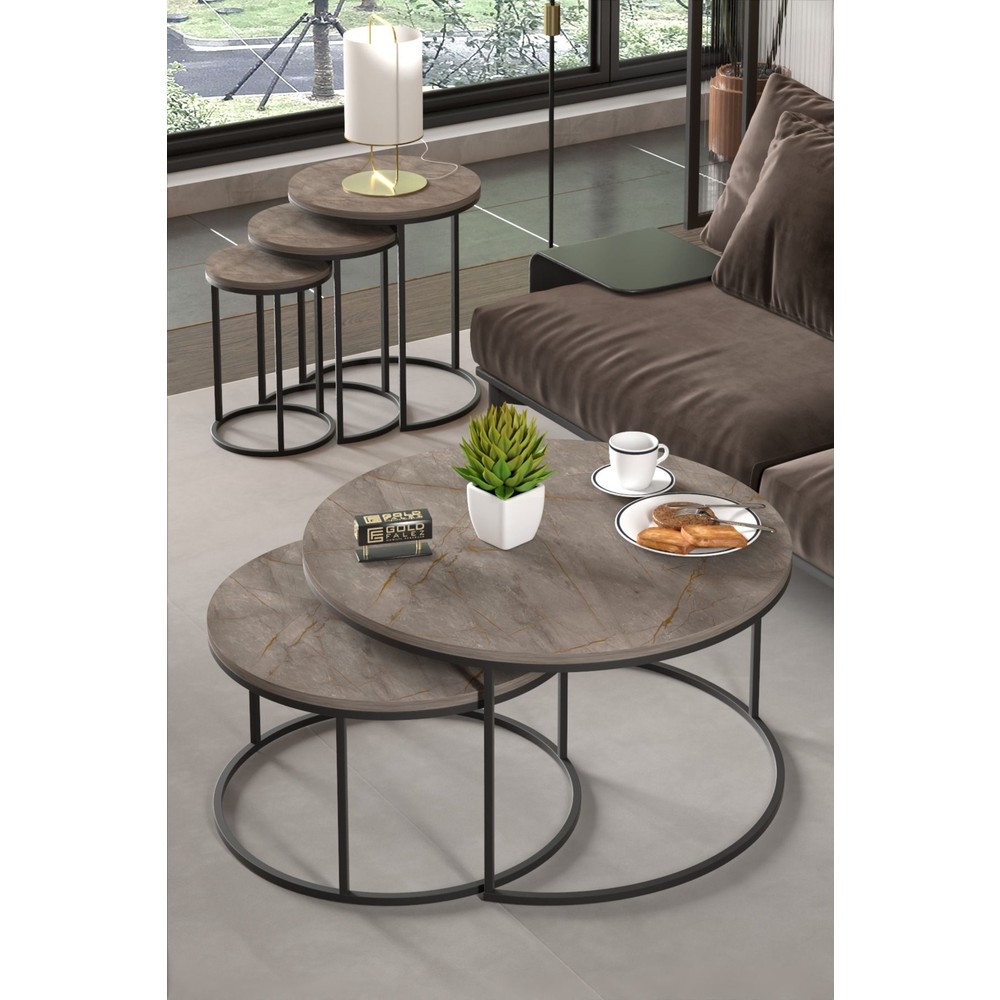 110000764514640.jpg Gold Falez Orta Sehpa ve Zigon Sehpa Set Ikili Lüx C Zigon Gordion - Görsel 1