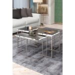 Gold Falez Orta Sehpa ve Zigon Sehpa Solo Set Gümüş Bendir