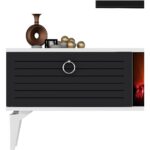 Demonte Home Mobilya Arronadh Tv Sehpası (Alt Modül) Şömineli Beyaz-Antrasit - Görsel 2