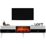 Demonte Home Mobilya Arronadh Tv Sehpası (Alt Modül) Şömineli Beyaz-Antrasit - Görsel 4