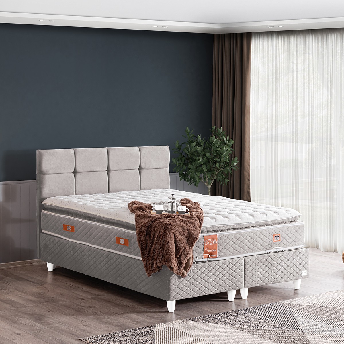 110000768020990.jpg Setay Gümüş İkili Set Tek Kişilik Baza Başlık - Gri - Görsel 1