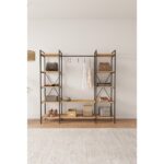 Mobitopya Nilamu Elbise Dolabı / Metal Aksamlı / Atlantik Çam / Açık Dolap / Organizer / Askılık