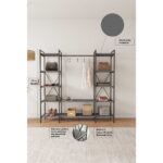 Mobitopya Nilamu Elbise Dolabı / Metal Aksamlı / Antrasit Gri / Açık Dolap / Organizer / Askılık - Görsel 3