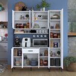 Rani JE134 Çok Amaçlı Dolap 10 Kapaklı 1 Çekmeceli Kiler Mutfak Dolabı Beyaz - Görsel 3