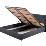 Setay Eylül Çift Kişilik Baza Başlık Letto Yatak Seti - Antrasit - Görsel 5